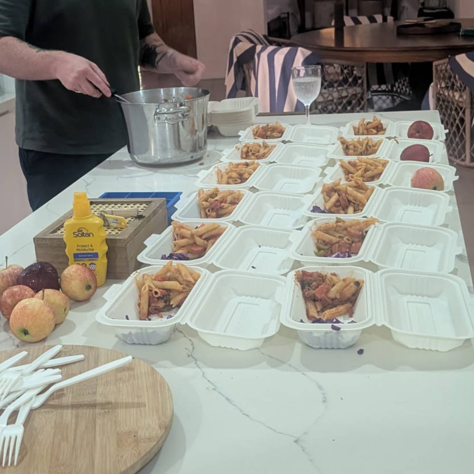 Meals being prepared for Feed the Street in Barbados